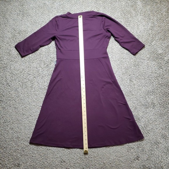 Eddie Bauer Travex Dress Womens Small Petite Purple Plum 3/4 Sleeve High Waist - Picture 8 of 10